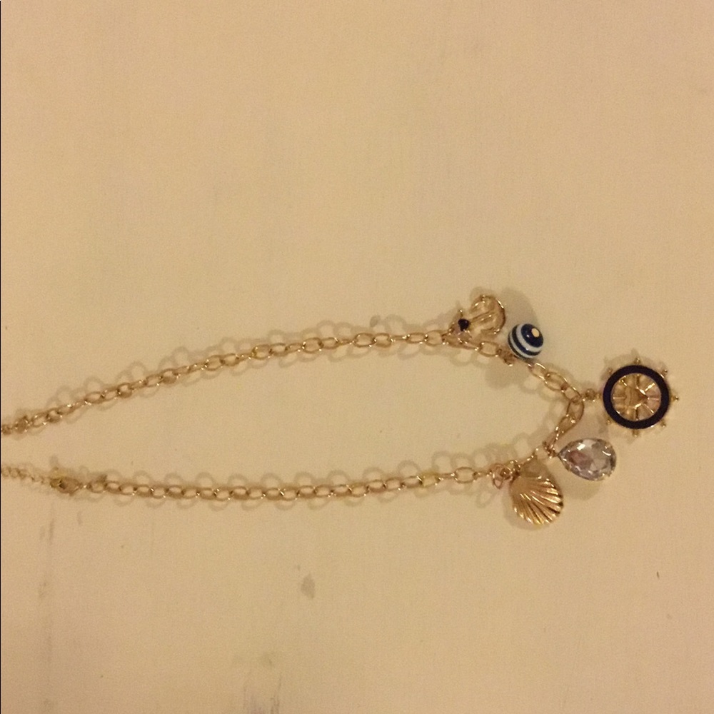 Vintage Nautical Enamel Rhinestone Necklace Avon
